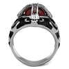 WildKlass Stainless Steel Ring High Polished Men AAA Grade CZ Garnet-WildKlass Jewelry