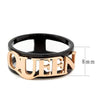 WildKlass Stainless Steel Ring IP Rose Gold+ IP Black Women-WildKlass Jewelry