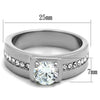 WildKlass Stainless Steel Ring High Polished (no Plating) Men AAA Grade CZ Clear-WildKlass Jewelry