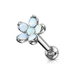 Opalite Flower with Opal Center Top 316L Surgical Steel WildKlass Cartilage, Tragus Barbell Studs-WildKlass Jewelry