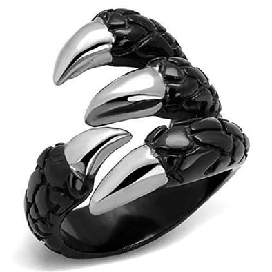 WildKlass Stainless Steel Ring Two-Tone IP Black Unisex-WildKlass Jewelry