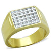 WildKlass Stainless Steel Ring IP Gold Men AAA Grade CZ Clear-WildKlass Jewelry