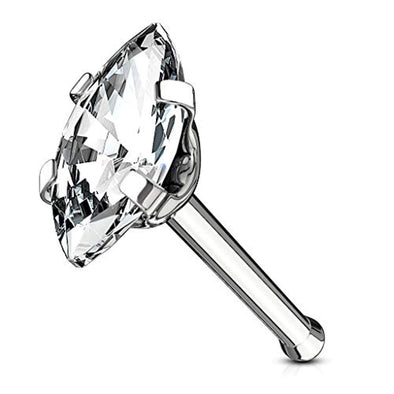 Marquise CZ Top 316L Surgical Steel WildKlass Nose Bone Stud Rings-WildKlass Jewelry
