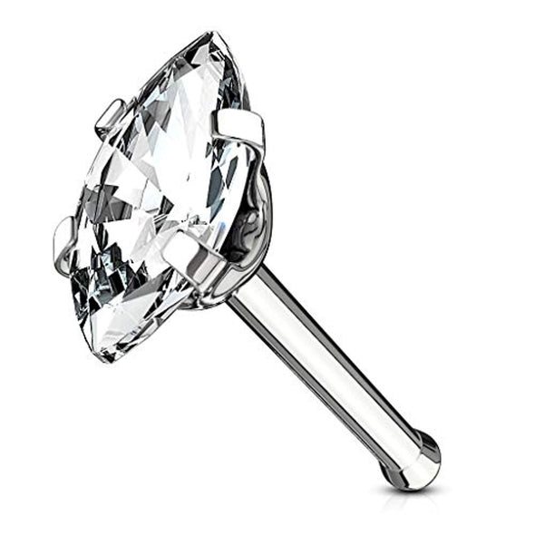 Marquise CZ Top 316L Surgical Steel WildKlass Nose Bone Stud Rings-WildKlass Jewelry