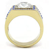 WildKlass Stainless Steel Ring IP GoldMen Top Grade Crystal Clear-WildKlass Jewelry