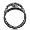 WildKlass Stainless Steel Ring IP Light Black (IP Gun) Women AAA Grade CZ Clear-WildKlass Jewelry