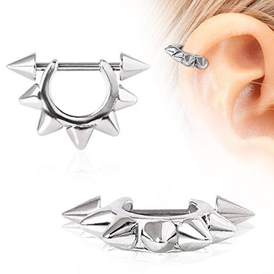 Metal Spike Cartilage Cuff 316L Surgical Steel-WildKlass Jewelry