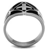 WildKlass Stainless Steel Ring High Polished Men Epoxy Jet-WildKlass Jewelry