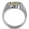 WildKlass Stainless Steel Ring High Polished Men Leather Animal Pattern-WildKlass Jewelry