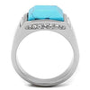 WildKlass Stainless Steel Ring High Polished Men Synthetic Sea Blue-WildKlass Jewelry