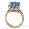 WildKlass Stainless Steel Oval Ring IP Rose Gold Women Synthetic London Blue-WildKlass Jewelry