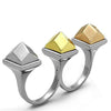 WildKlass Stainless Steel Ring Three Tone IP（IP Gold & IP Rose Gold & High Polished Women-WildKlass Jewelry