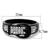 WildKlass Stainless Steel Ring Two-Tone IP Black Women Top Grade Crystal Clear-WildKlass Jewelry