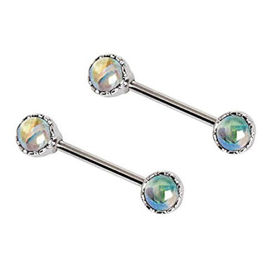316L Stainless Steel Rainbow Rhinestone WildKlass Nipple Bar-WildKlass Jewelry