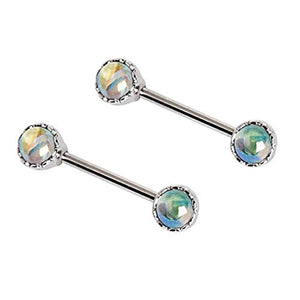 316L Stainless Steel Rainbow Rhinestone WildKlass Nipple Bar-WildKlass Jewelry