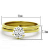 WildKlass Stainless Steel Solitaire Ring IP Gold Women AAA Grade CZ Clear-WildKlass Jewelry