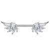 WildKlass Round and Marquise CZ Prong Set Angel Wings Ends 316L Surgical Steel Nipple Barbell Rings-WildKlass Jewelry