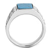 WildKlass Stainless Steel Ring High Polished Men Synthetic Sea Blue-WildKlass Jewelry