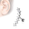 WildKlass Lined CZ Curve Top 316L Surgical Steel Ear Cartilage Barbell Studs-WildKlass Jewelry