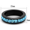 WildKlass Stainless Steel Ring IP Black Women Top Grade Crystal Sea Blue-WildKlass Jewelry