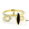 WildKlass Stainless Steel Ring IP Gold Women Top Grade Crystal Jet-WildKlass Jewelry