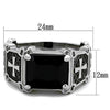 WildKlass Stainless Steel Ring High Polished (no Plating) Men Synthetic Jet-WildKlass Jewelry