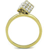 WildKlass Stainless Steel Ring IP Gold Women Top Grade Crystal Clear-WildKlass Jewelry