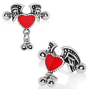 316L Stainless Steel Antique Winged Heart WildKlass Cartilage Cuff Earring-WildKlass Jewelry