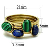 WildKlass Stainless Steel Ring IP Gold Women Synthetic Emerald-WildKlass Jewelry