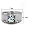 WildKlass Stainless Steel Ring High Polished (no Plating) Men AAA Grade CZ Clear-WildKlass Jewelry