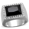 WildKlass Stainless Steel Ring High Polished (no Plating) Men Synthetic Jet-WildKlass Jewelry