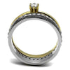 WildKlass Stainless Steel Ring Two-Tone IP Gold Women AAA Grade CZ Clear-WildKlass Jewelry