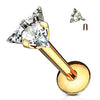 WildKlass Triangle CZ Prong Set 316L Internally Threaded Labret, Monroe, Cartilage Stud Rings-WildKlass Jewelry