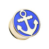 Golden Sailor Anchor Double Flared Ear Gauge WildKlass Plug-WildKlass Jewelry