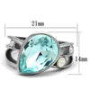 WildKlass Stainless Steel Ring High Polished Women Top Grade Crystal Sea Blue-WildKlass Jewelry