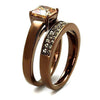 WildKlass Stainless Steel Ring IP Coffee Light Women AAA Grade CZ Champagne-WildKlass Jewelry