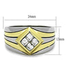 WildKlass Stainless Steel Ring Two-Tone IP Gold Men Top Grade Crystal Clear-WildKlass Jewelry