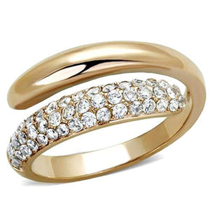 WildKlass Stainless Steel Ring IP Rose Gold Women AAA Grade CZ Clear-WildKlass Jewelry