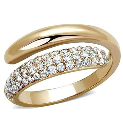 WildKlass Stainless Steel Ring IP Rose Gold Women AAA Grade CZ Clear-WildKlass Jewelry