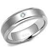 WildKlass Stainless Steel Ring High Polished Men AAA Grade CZ Clear-WildKlass Jewelry