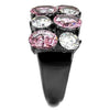 WildKlass Stainless Steel Ring IP Light Black (IP Gun) Women AAA Grade CZ Rose-WildKlass Jewelry