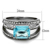 WildKlass Stainless Steel Ring No Plating Women Synthetic Sea Blue-WildKlass Jewelry