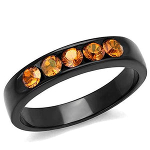 WildKlass Stainless Steel Ring IP Black Women Top Grade Crystal Champagne-WildKlass Jewelry