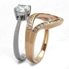 WildKlass Stainless Steel Ring Two-Tone IP Rose Gold Women AAA Grade CZ Clear-WildKlass Jewelry