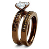 WildKlass Stainless Steel Ring IP Coffee Light Women AAA Grade CZ Clear-WildKlass Jewelry