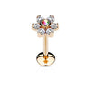 IP Over All 316L Surgical Steel Internally Threaded 6-Gem Flower Top WildKlass Labret/Monroe/Cartilage Stud-WildKlass Jewelry