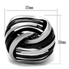 WildKlass Stainless Steel Ring Two-Tone IP Black Women-WildKlass Jewelry