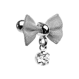 Dainty Mesh Bow Gem Cartilage Tragus WildKlass Earring-WildKlass Jewelry