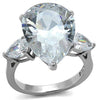 WildKlass Stainless Steel Ring High Polished Women AAA Grade CZ Clear-WildKlass Jewelry