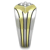 WildKlass Stainless Steel Ring Two-Tone IP Gold Men Top Grade Crystal Clear-WildKlass Jewelry